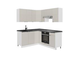 Cozinha Em Ângulo Fame Line, 160x190cm, Pt Antracite, Cinzabege/branco, Branco, Vicco