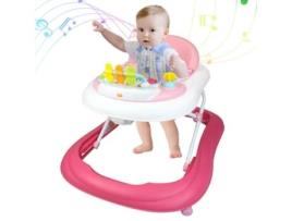 Leogreen Andador, Cadeira de Balanço de Primeiros Passos, Padrão Rosa com Brinquedos, Faixa Etária 6 a 18 Meses, Rosa