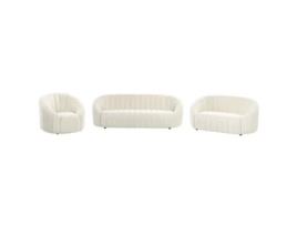 Conjunto de sofás de estilo retro BELIANI Malung de Veludo Branco 200x79x68 (200 x 79 x 68 cm)