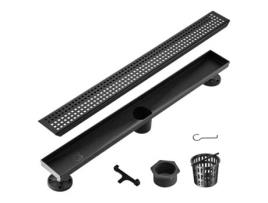 Ralo de Chuveiro Linear VEVOR 610 Mm com Grelha de Padrão Quadrado Ralo de Chuveiro Retangular de Aço Inoxidável 304 Escovado