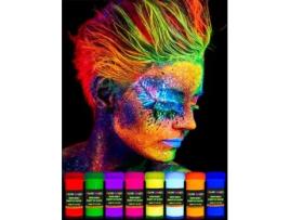 Tinta Corporal Neon Uv Neon Nights 8x 0,7 Fl Oz, Maquiagem Luz Negra, Acessórios Para Festa Neon, Pintura Facial E Corporal, Brilha Na Luz Negra