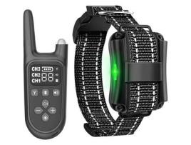 Coleira Antilatido para Cão Coleira de Treinamento 800M Recarregável com Controle Remoto Ipx7 À Prova D'Água com Display L VINSIC