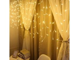 Qiilu 96 LED String Lights 4m/13,1 pés 8 modos de luz para cortina de janela de parede decorativa interna e externa 220v