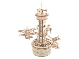 Maqueta De Madera 3d Rokr Torre De Control Con Aviones Caja De Música Madnesstoysvolumen