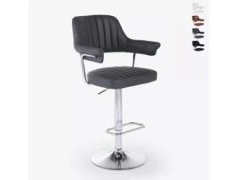 Bancada de cozinha Bar Couro sintético ajustável com braços Base cromada Tampa Superstool