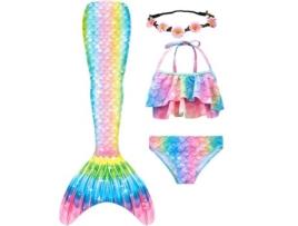 Roupa Interior de Natação Fato de Banho de Sereia Conjunto de Roupa Interior de Fantasia de Sereia 7-8 Anos FPSP