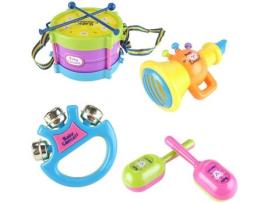 Brinquedos Musicais AEA Conjunto de Instrumentos com Iluminação (Tambor, Maracas, Guizos e Corneta)