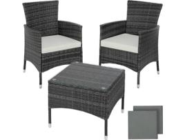 Conjunto de Jardim TECTAKE Luzern (Cinzento - Poli-Rattan - 60x56x83 cm)