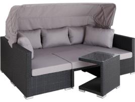 Sofá de Jardim TECTAKE San Marino (Preto - Alumínio - 199x68x131 cm)