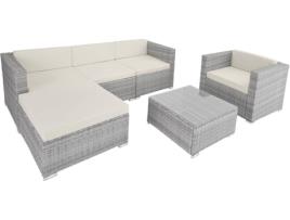 Conjunto de Jardim  Milano (Cinzento Claro - Poli-Rattan - 66x76x65 cm)