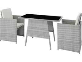 Conjunto de Jardim TECTAKE Lausanne (Cinzento Claro - Polietileno - 52.5x56x88 cm)