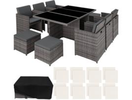 Conjunto de Jardim TECTAKE Nueva York (Cinzento - Poli-Rattan - 54x58x82 cm)