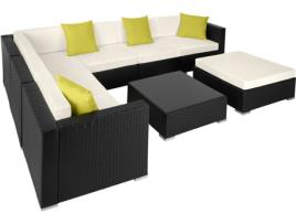 Conjunto de Jardim TECTAKE Marbella (Preto - Poli-Rattan - 74x74x36 cm)