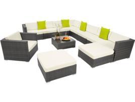 Conjunto de Jardim TECTAKE Las Vegas (Cinzento - Poli-Rattan - 75x75x38 cm)