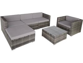 Conjunto de Jardim TECTAKE Milano (Cinzento - Poli-Rattan - 66x76x65 cm)
