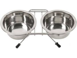 Comedouro Duplo para Cães DUVO (Cinzento - 16cm - Aço Inoxidável)