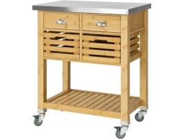 Carrinho de Cozinha  FKW40-N (Bambu e MDF - 73x93x46 cm)