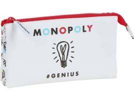 Estojo Triplo MONOPOLY (Branco - Poliéster - 12x3x22cm)