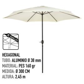 Aktive Hexagonal 300 Cm Mastro Aluminio 38 Mm Altura 245 Cm One Size Beige