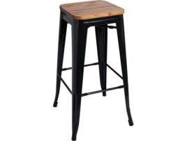 Banco  Torix (Preto - 43 x 76 x 43 cm - Madeira - Aço Reforçado)