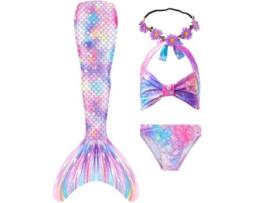 Roupa Interior de Natação Fato de Banho de Sereia Conjunto de Roupa Interior de Fantasia de Sereia 5-6 Anos FPSP