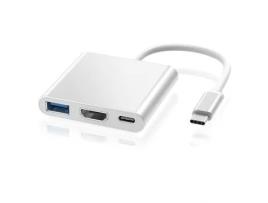 Adaptador de hub tipo C para conversor HDMI 4K com porta de carregamento USB 3.0 e USB C compatível com Macbook Pro Google Chromebook Zisonix