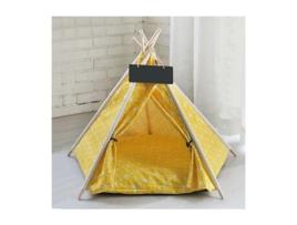 Almofada Tipo Tenda Dobrável Amarela Grande para Animais de Estimação, Gato ou Cão 50X50X70Cm TRADE SHOP TRAESIO