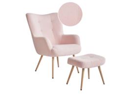 Poltrona Com Braços Beliani Vejle De Bouclé Rosa 73x78x93