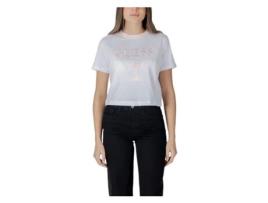 T-shirt De Mulher Guess Activewear Crop Algodão Branco (m)