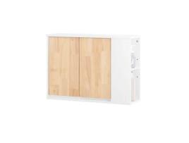 Armário De Parede Para Casa De Banho Armário De Arrumação Com 2 Portas E 2 Compartimentos Abertos Branco 68 X 20 X 48 Cm Bzr144 Wn Sobuy