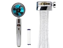 Cabeça de chuveiro de hélice de alta pressão, chuveiro economizador de água, cabeça de chuveiro de massagem portátil com rotação de 360 °, azul RHAJQ