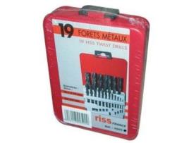 Caixa Com 19 Brocas Laminadas Hss D 1 A 10 Mm Riss