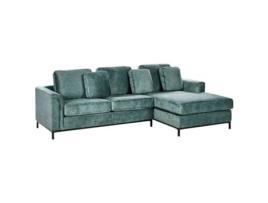 Sofá Esquinero Izquierdo Beliani Oslo De Terciopelo Azul 270x151x64
