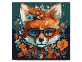 Pintar por números Figuredart com moldura 20x20cm Raposa fantástica e flores Sfa109 e