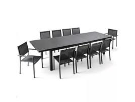 Mesa de Jardim Extensível Retangular com 8 Cadeiras e 2 Cadeiras com Braços