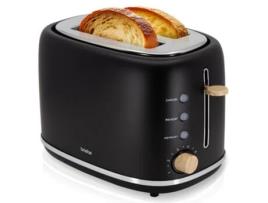 Nordic Toaster Long Slot 2 Gorduras, Briebe, 6 Níveis de Tostagem, Grelha de Aquecimento, Descongelar, Ta1166blk, Preto