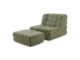 Poltrona De Chão Com Banco De Pés Koskyvn Têxtil 75x90x100 Cm Verde En.casa