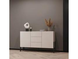 Armário de cozinha moderno com 3 gavetas e 2 portas bege 154x40x89cm Autrey Ims Helvetia