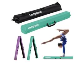 240cm Dobrável Pu Barra De Equilíbrio De Couro, Pólo De Ginástica Artística, Feixe De Equilíbrio Com Saco De Transporte E Base Antiderrapante, Verde