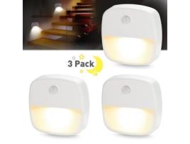 Luz noturna de parede LED com sensor de movimento, pacote com 3 unidades, estilo escandinavo moderno branco Artelys