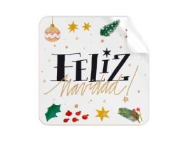 Livro Rollo 250 Etiquetas Cuadrada Feliz Navidad De Desconocido (espanhol)