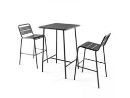 Mesa de Bar Quadrada 70 X 70 X 105 cm e 2 Cadeiras Altas em Metal