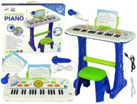 Piano Elétrico Infantil Azul Com Teclado Usb E Microfone Leantoys