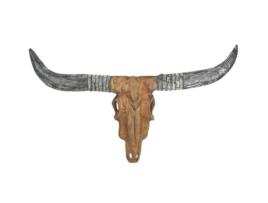 Cabeça de Búfalo Decorativa em Teca Cinza 7080 X 68 X 5060 Hsm Coleção