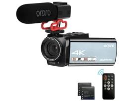 Ordro Ax10 4k Camcorder Visão noturna infravermelha Tela sensível ao toque Ips Wi-Fi integrado