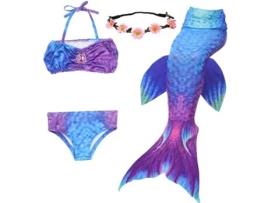 Roupa Interior de Natação Fato de Banho de Sereia Conjunto de Roupa Interior de Fantasia de Sereia 7-8 Anos FPSP