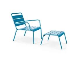 Cadeira Baixa e Descanso de Pés em Metal