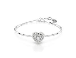 Pulseira Jonc Swarovski Hyperbola Coração Metal Ródio Cristais Incolores Diâmetro 60 Mm