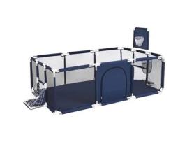 Cercadinho Xxl Cama De Bebê Cerca De Segurança Portão 124x188x66cm Playground Para Crianças Dentro E Ao Ar Livre Azul Euro Mega