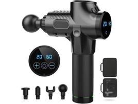 Pistola de massagem profissional massageador relaxante muscular profundo ajuste display LCD preto Wanglai